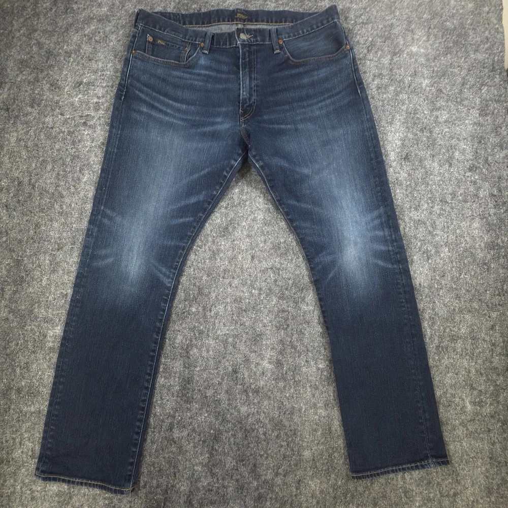 Polo Ralph Lauren Jeans Mens 36x32 Blue Varick Slim Straight Dark Wash Denim PRL